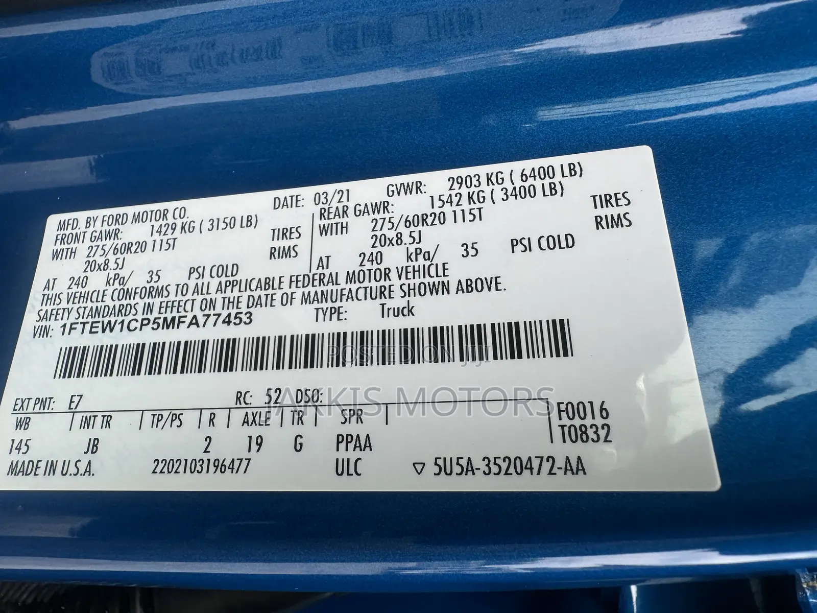 Ford F-150 2021 Blue