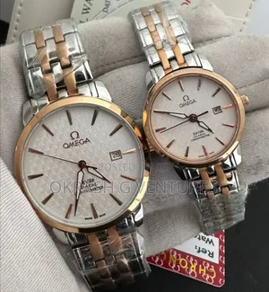 Omega Rose Gold/Silver Chain Watch for Couple's