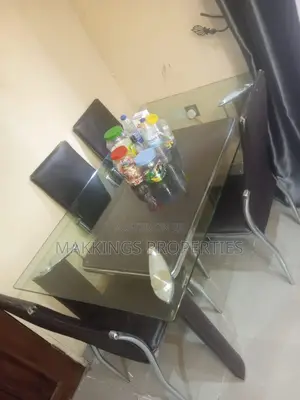 Modern Glass Dining Table With 4 Leather Chairs