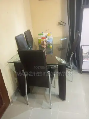 Modern Glass Dining Table With 4 Leather Chairs