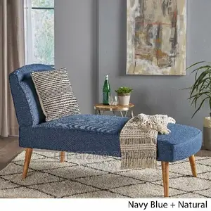 Carisia Mid Century Modern Fabric Chaise Lounge-Navyblue)Wine