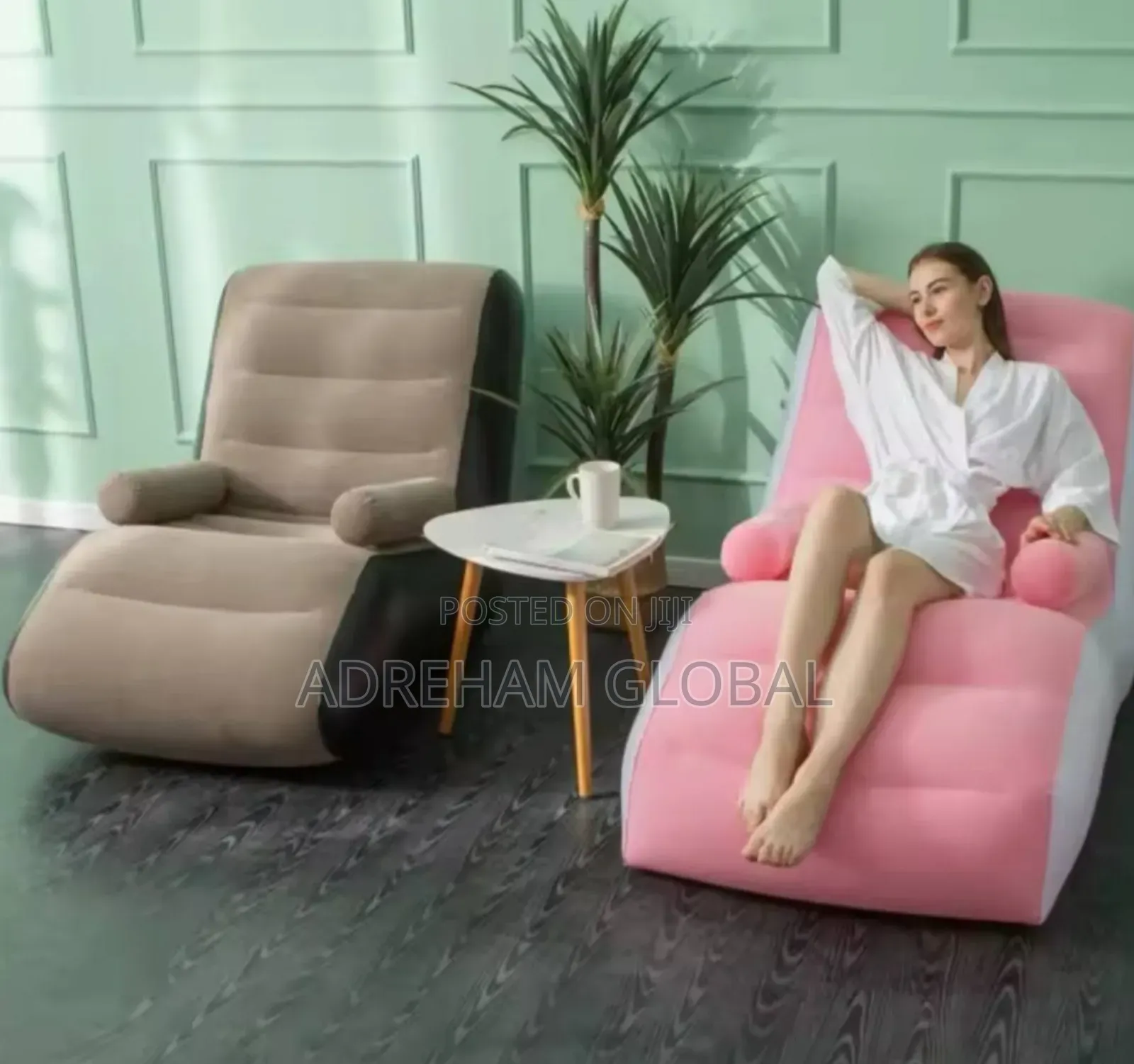 Folding Inflatable Sofa With Armrests Thickened PVC Soft Lazy Sofa Bed