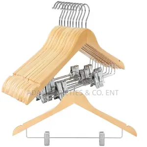 10pcs Wooden Hangers With Clips