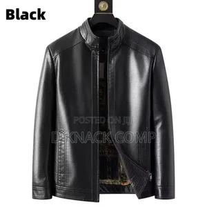 Men's Big Size Windproof Leather Jacket -Black