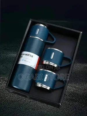 Stainless Steel Vacuum Flask Set With Steel Cups