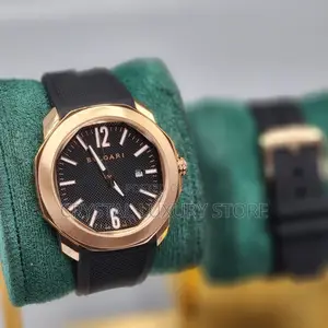 Bvlgari Quality Luxury Men Genuine Leather Wristwatch
