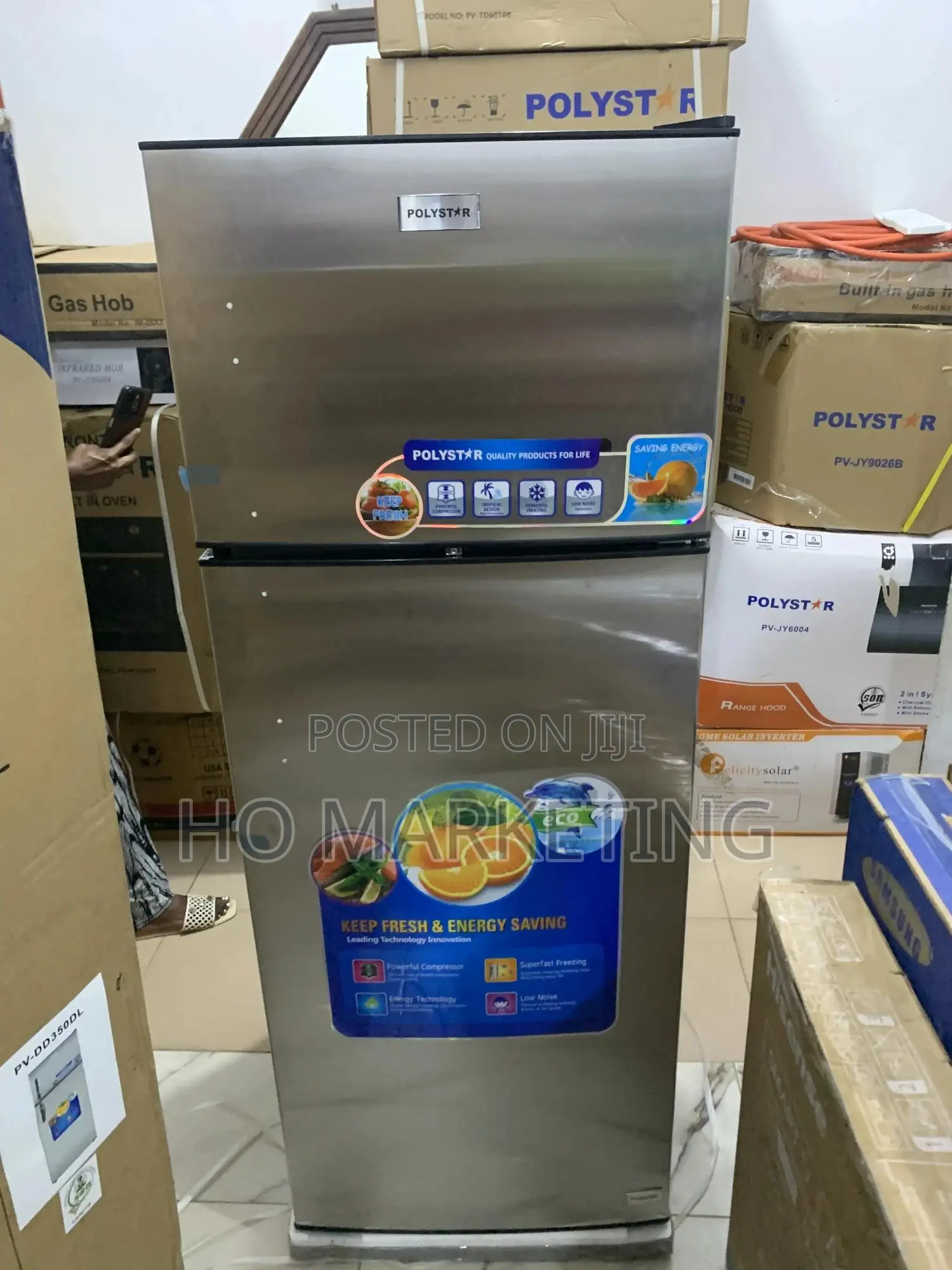 Polystar Double Door Fridge With Inverter – 350l
