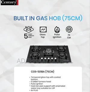 Century 5 Burner Gas Cabinet Glass Top