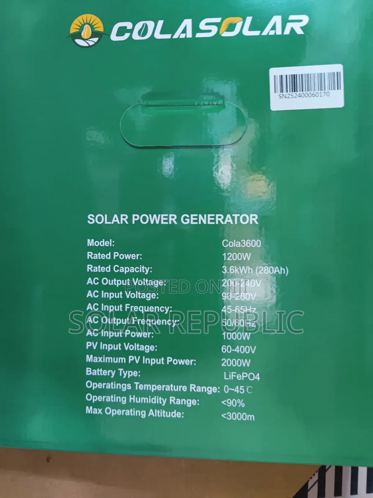 Colasolar Solar Generator 3.6kwh