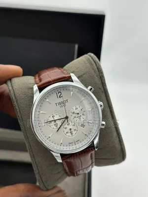 Brown Leather Tissot Watch White Face Dial