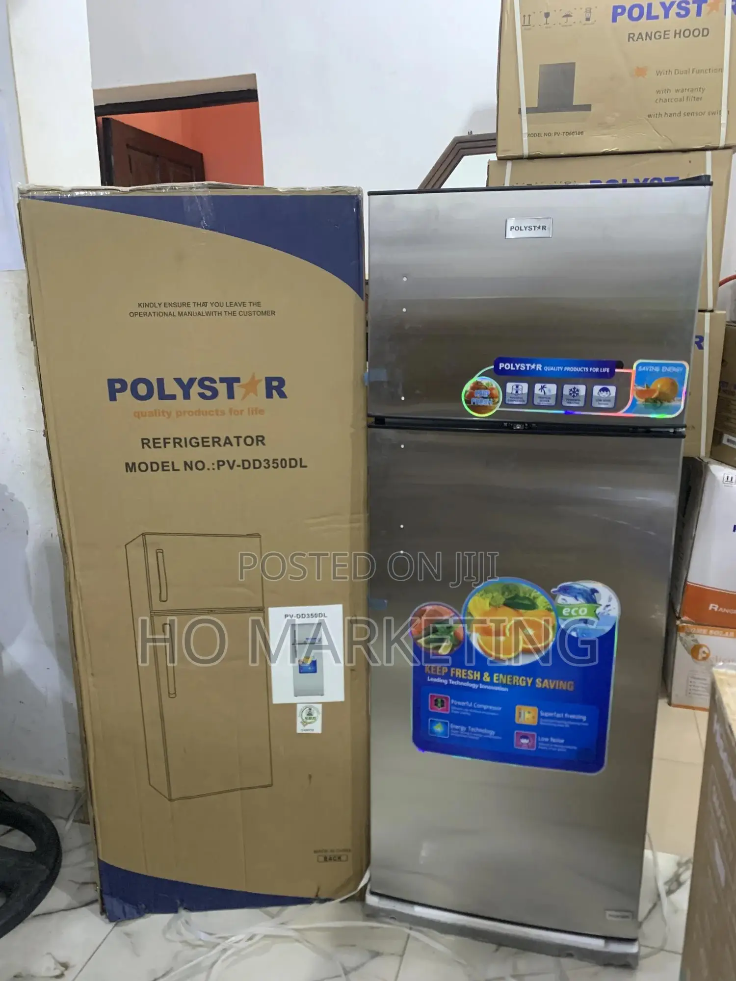 Polystar Refrigerator – 350l – Double Door – Silver Color