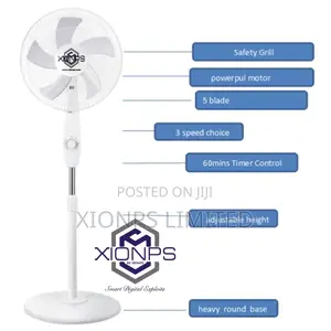 Xionps 16 Inches Rechargeable Fan With Solar Panel