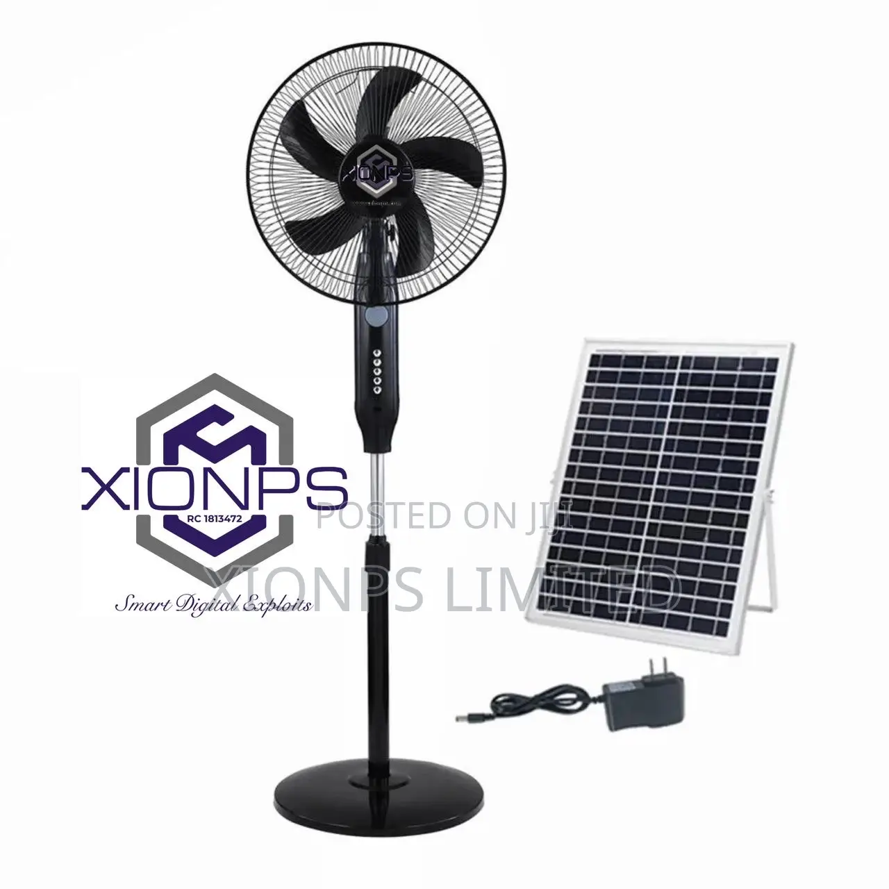 Xionps 16 Inches Rechargeable Fan With Solar Panel