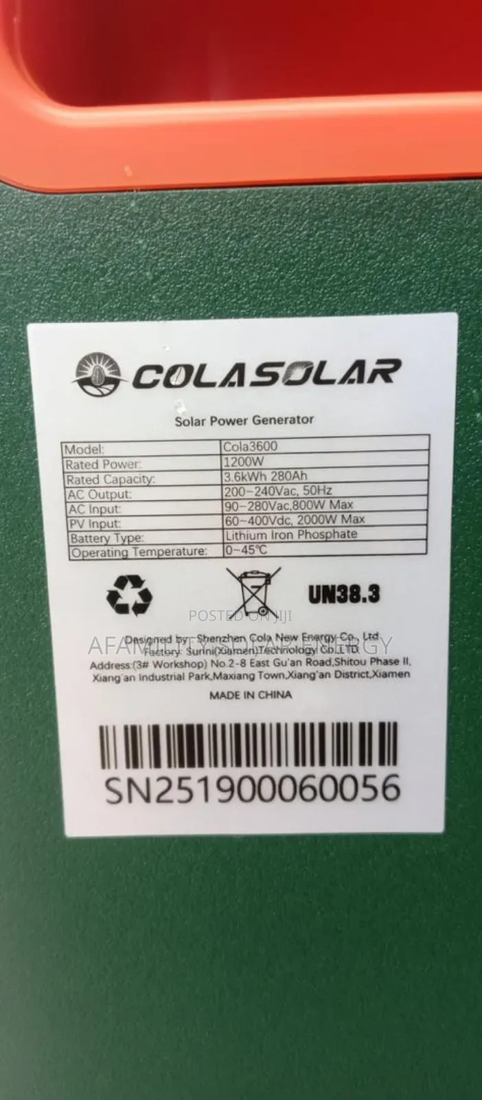 3.6kwh Colarsolar Generator