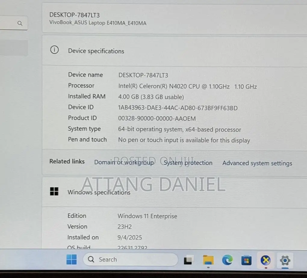 Laptop Asus E406SA 4GB Intel Celeron SSD 160GB