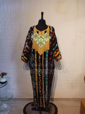 Beautifully Stoned Patterned Ankara Gown With Embroidery