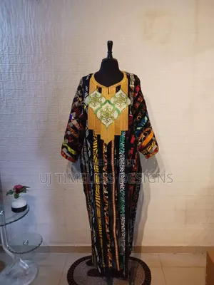 Beautifully Stoned Patterned Ankara Gown With Embroidery