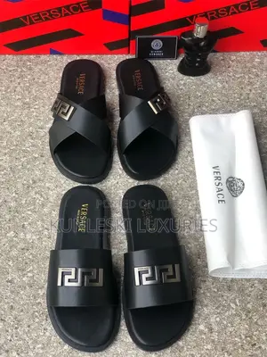 Original Versace Men Leather Slippers