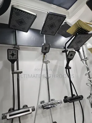 High Quality Black, Grey and Chrome Thermostatic Standing Shower
