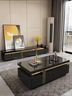 Luxury Tv Console With Centre Table Black and White