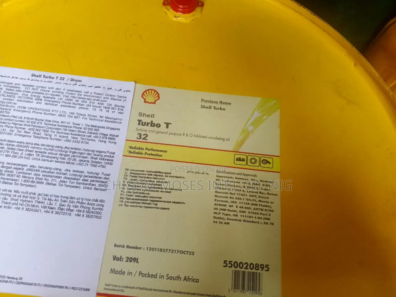 Shell Turbo T 32 Turbine Oil 209l