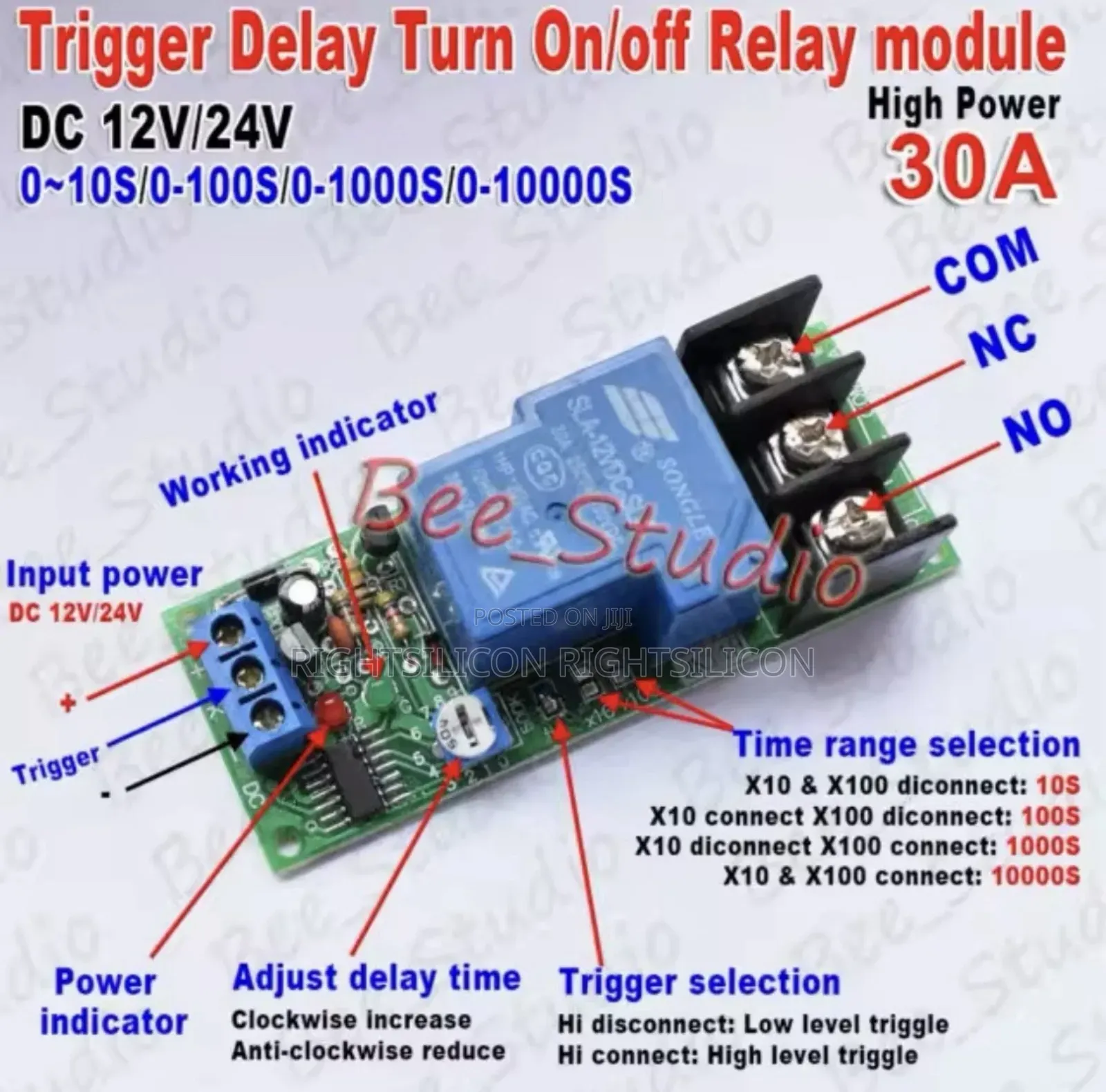 Usa Dc12v/24v 30a Delay Timer Trigger Relay