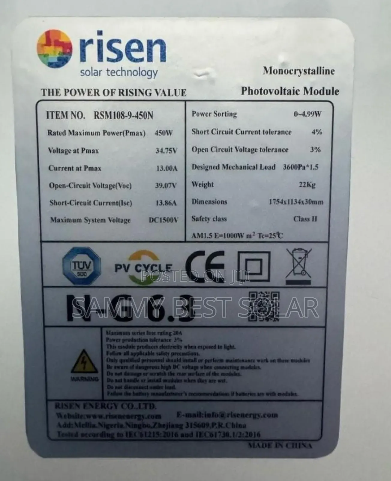 Risen 450w Solar Panel