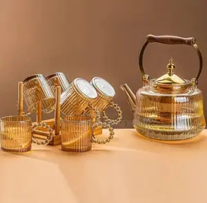 Borosilicate Heat Resistant Glass Tea Jug With Wooden Handle