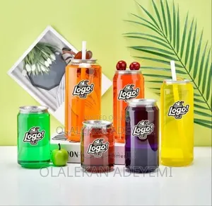 Transparent Can Bottle With Lid Cover.