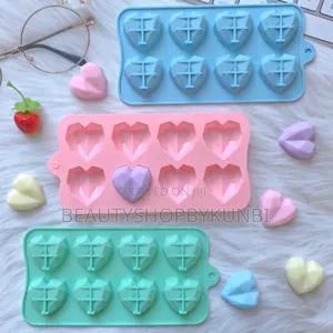 8 Cavity Diamond Heart Silicone Chocolate Mold