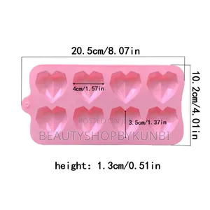 8 Cavity Diamond Heart Silicone Chocolate Mold