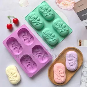 4 Cavities Oval Olive Tree Silicone Soap Mold