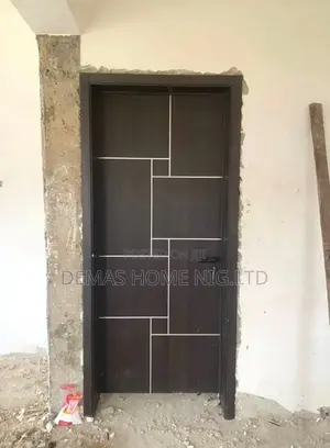 Black Wooden Door With Silver Line