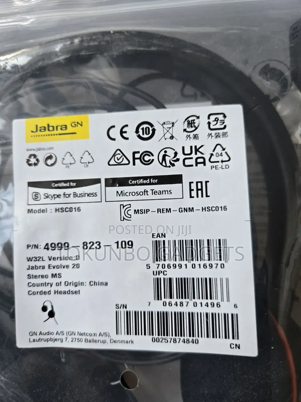 Jabra Evolve 20 Stereo Ms Usb Headset