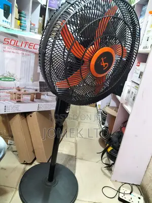 18'' Inch Rechargeable Solar Standing Fan + Panel+ Bulbs