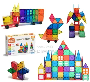 Steam Studio Magnetic Tiles 120pcs Set, Including 2 Cars
