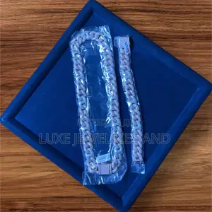 High Quality Non Tarnish Cz Diamond Cuban Necklace Set (Passes Tester)