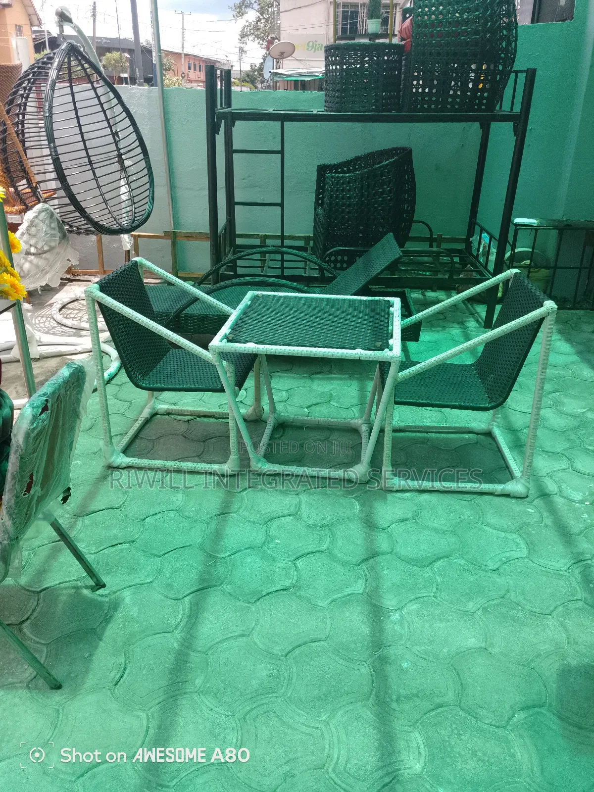 Rattan Table and Four Chairs