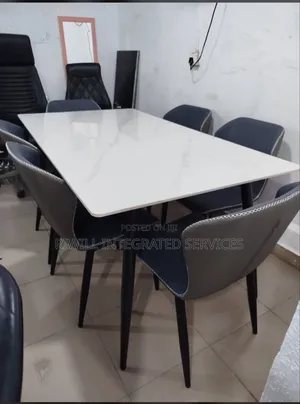 Dining Set With White Table and Multicolored Seats