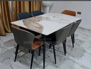 Marble Dining Table and Six Chairs