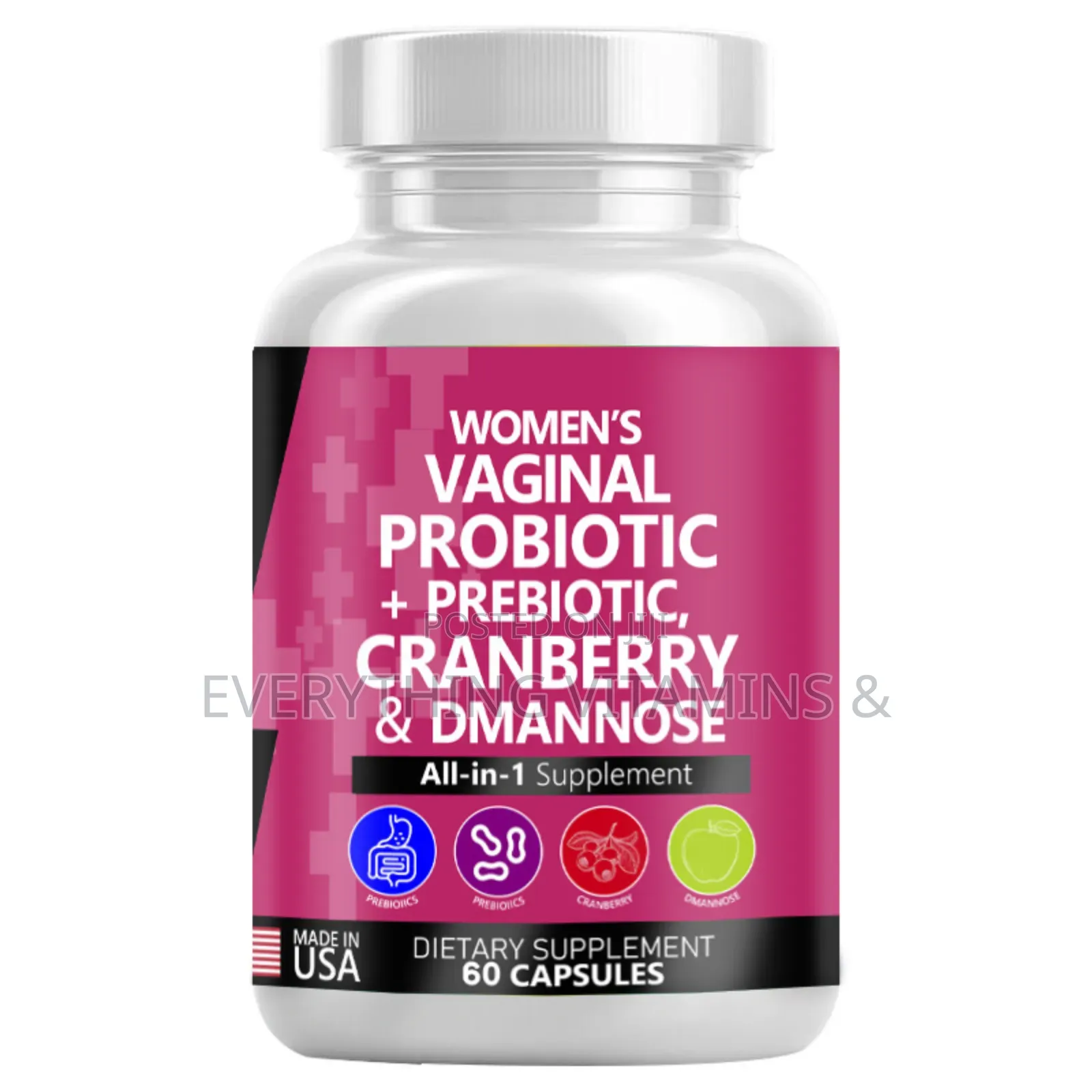 Vaginal Probiotic+Prebiotic Cranberry D-Mannose All-in-1 Supplement