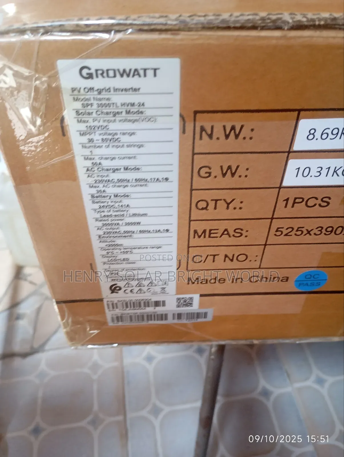 Growatt 3kva 24v Hibrid