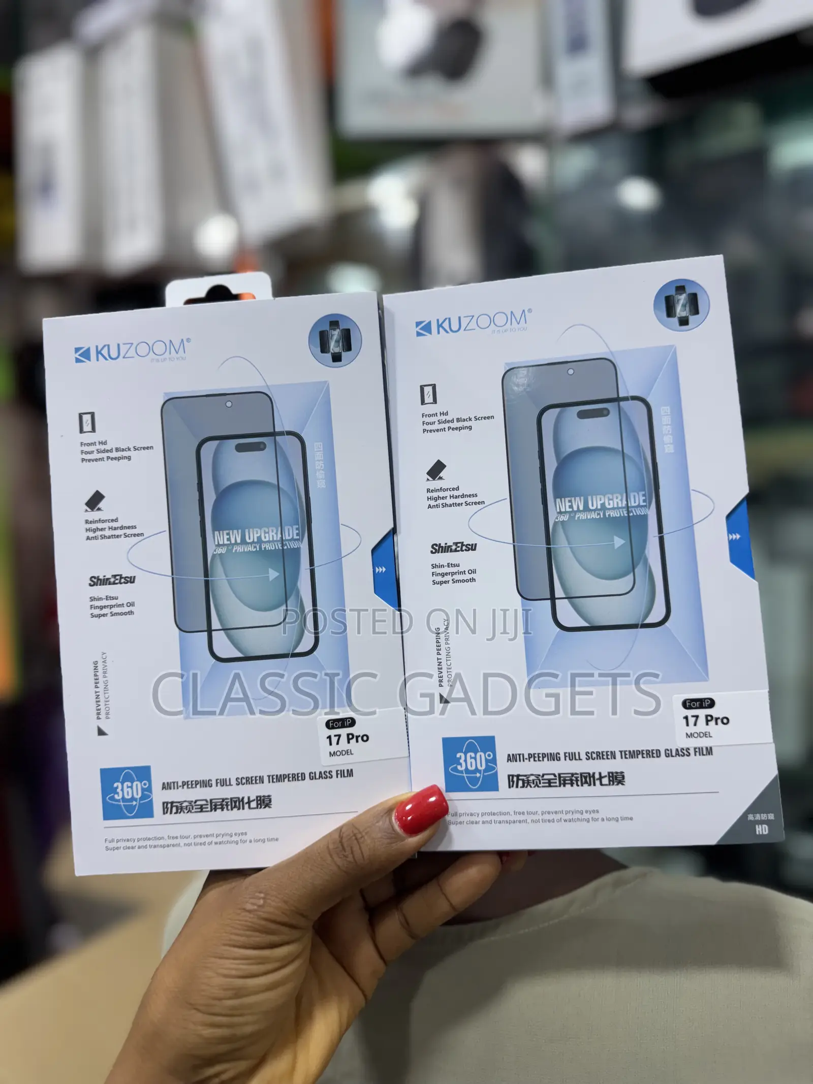 Kuzoom Privacy Full Screen Protector for iPhone 17 Pro/ 17 Pro Max