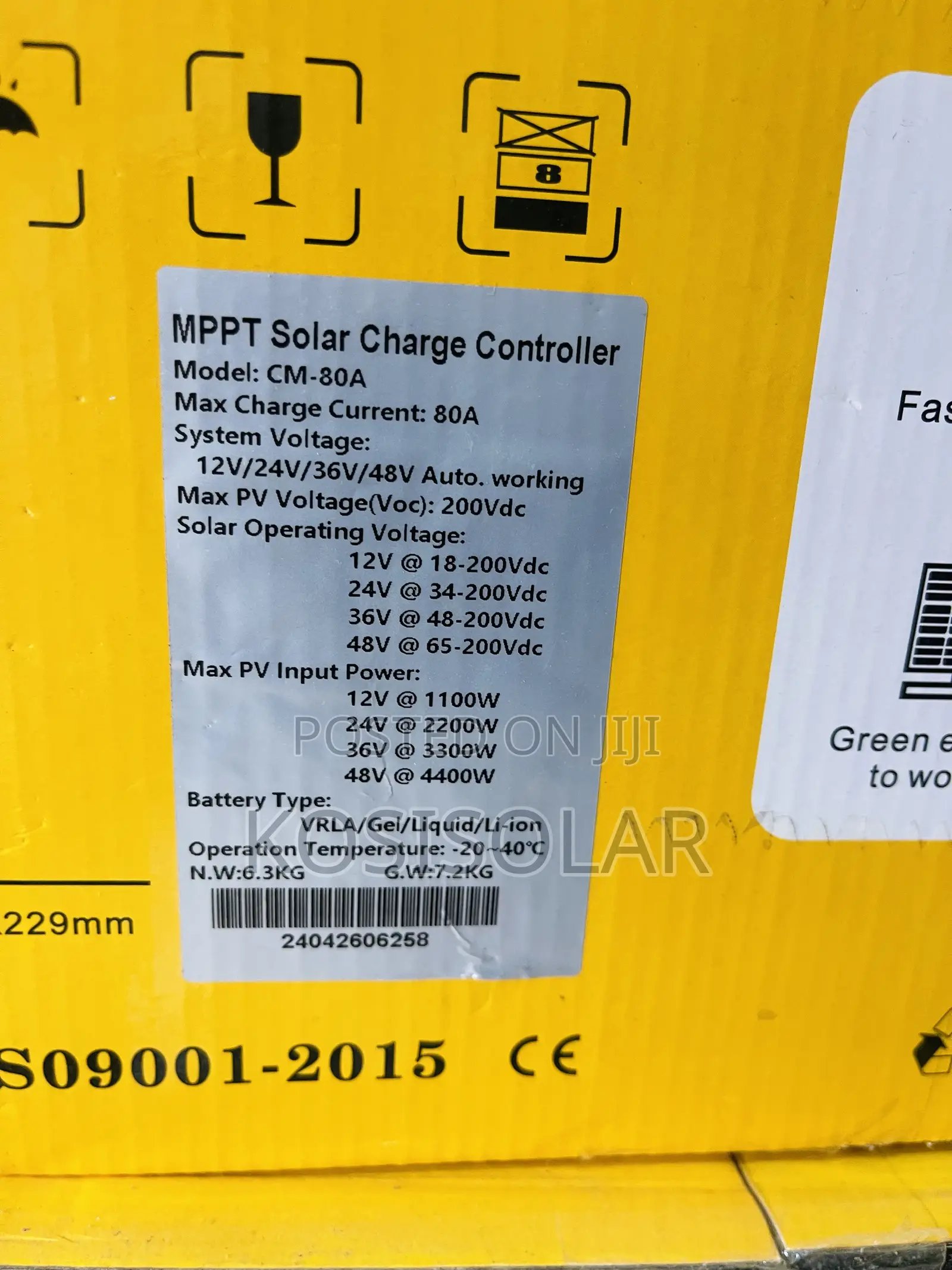 80ah 12/24/36/48v Snadi Solar Charge Controller