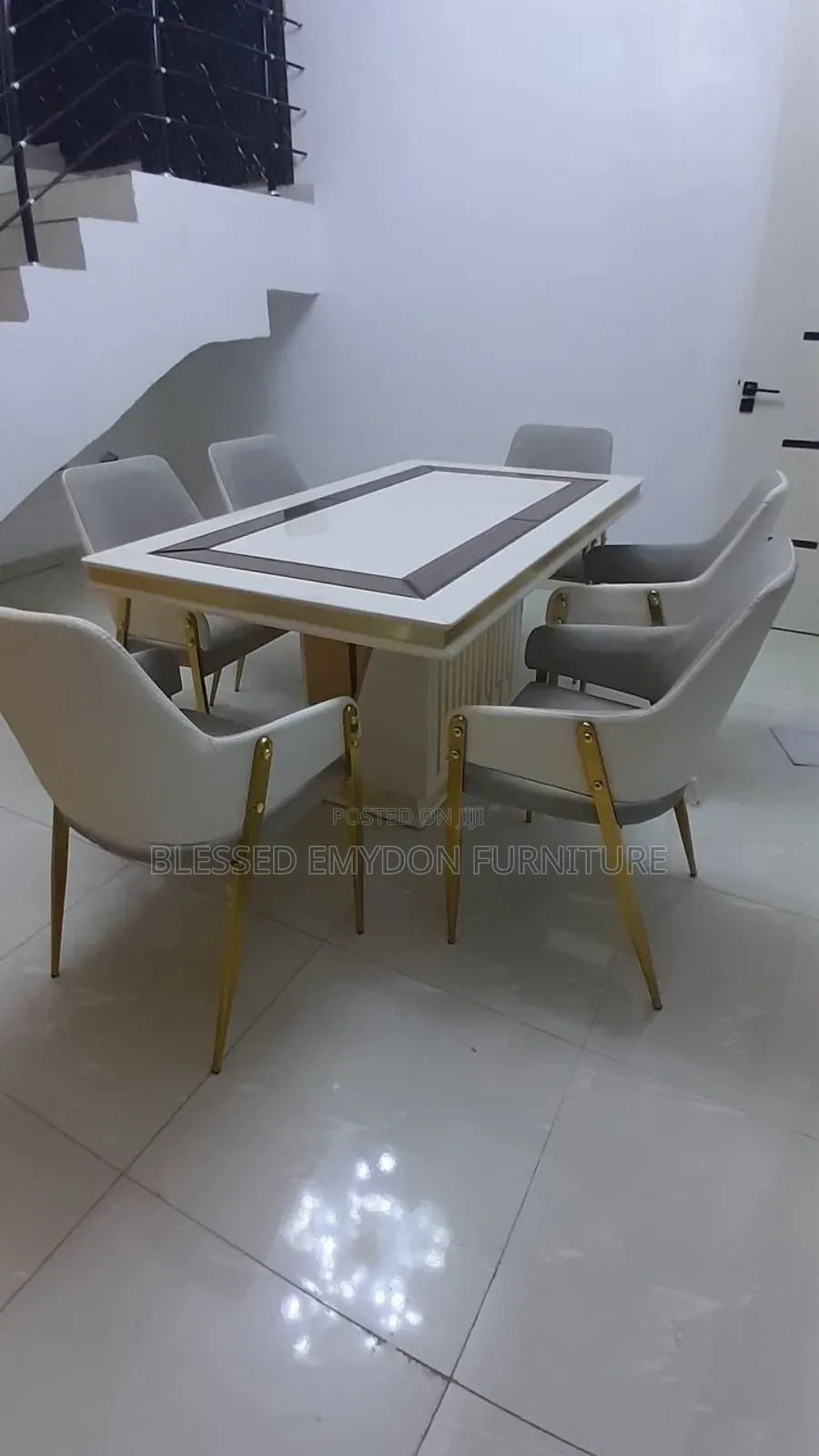 Marble Top 6 Sitter Dining Table Set