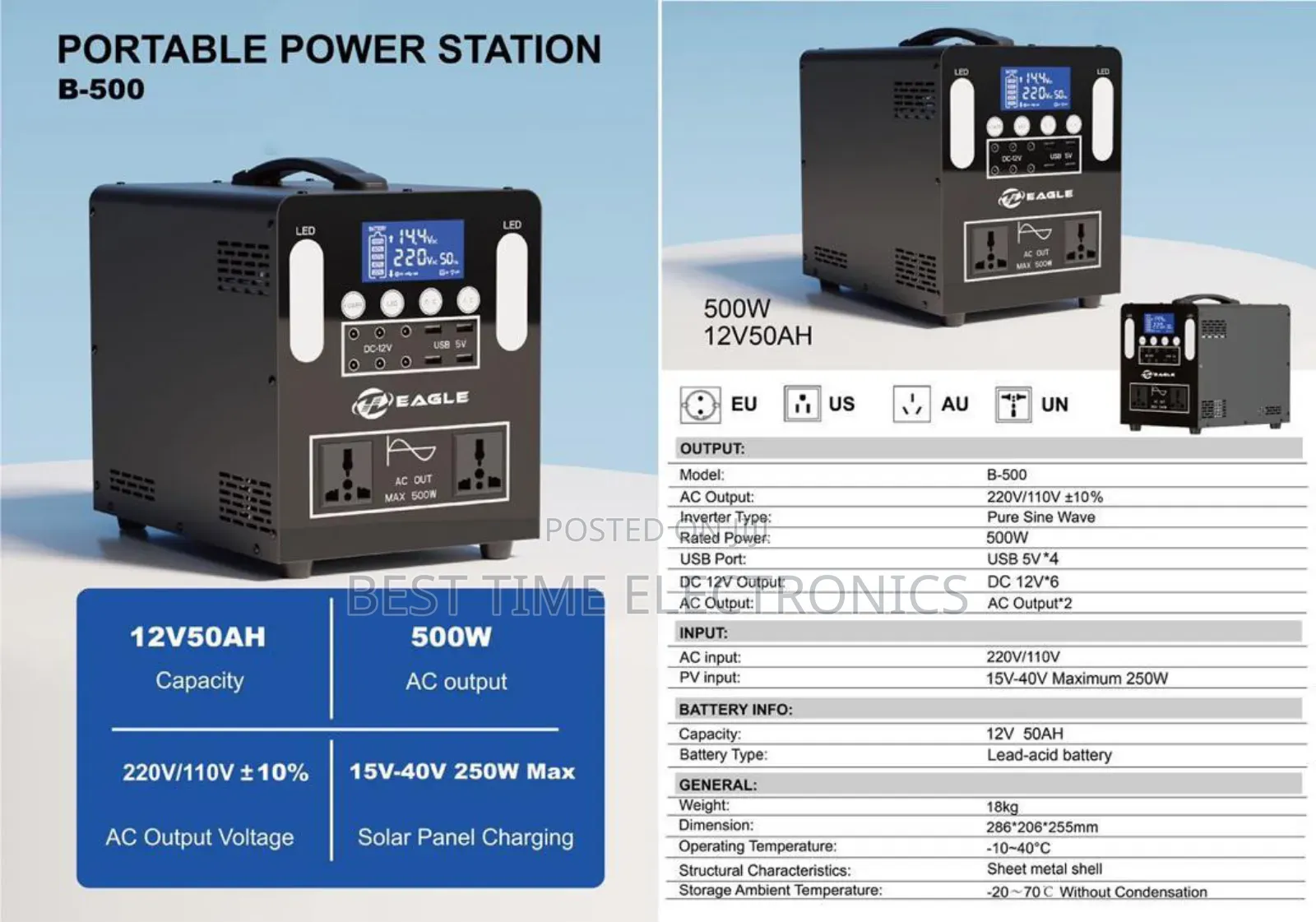 Eagle 500watts Solar Generator With 300watts Solar Panel