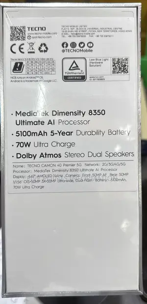 New Tecno Camon 40 Premier 256 GB Black