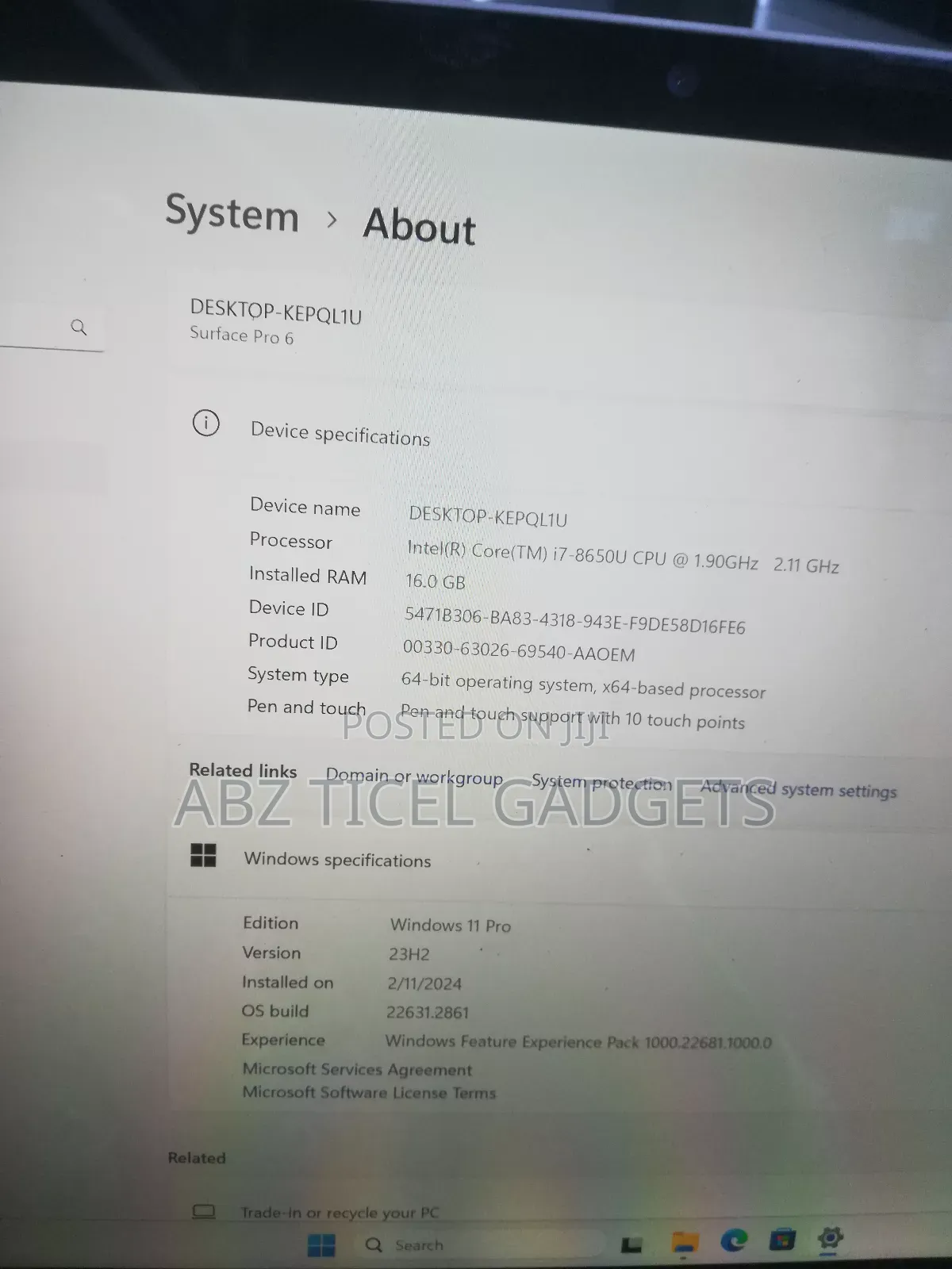 Laptop Microsoft Surface Pro 6 16GB Intel Core I7 SSD 1T