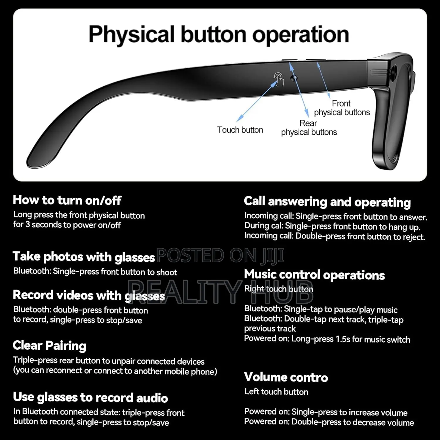 Ai Smart Glasses With Camera, Bluetooth Speaker