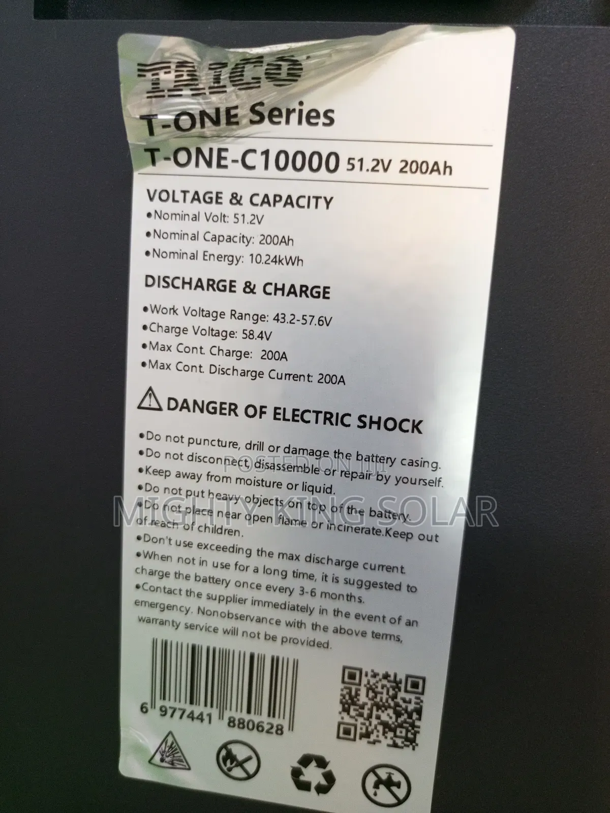 10kwh Talco Lithium Iron Battery
